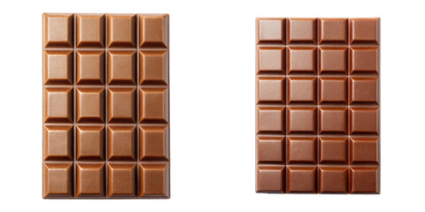 Two Milk Chocolate Bars, Isolated on Transparent Background, Food Photography, Sweet Treat, Chocolate, Candy, Dessert