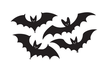 Flying vampire bat vector silhouette illustration for Halloween design