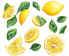 A vibrant lemon slice with fresh mint on a clean white background