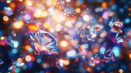 Sparkling diamonds in a vibrant light show