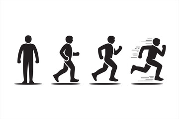 Four Running Figures in Black and White Depicting Progressive Motion Stages
