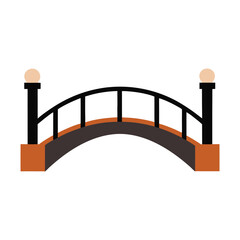 Simple flat illustration of a bridge with rounded railings and lights