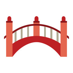 Red japanese bridge vector illustration minimalist design and architecture landmark