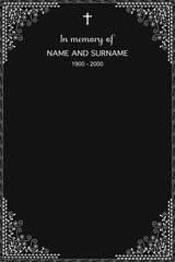 Vector - Border or frame with cross. Rest in peace. End of life. Invitation card.