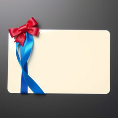 Elegant gift Card wrapped with teal ribbon ready for celebration or special occasion