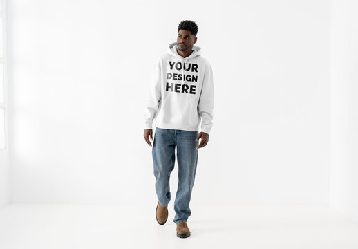Mockup Of Man Wearing Customizable Hoodie, Full Length