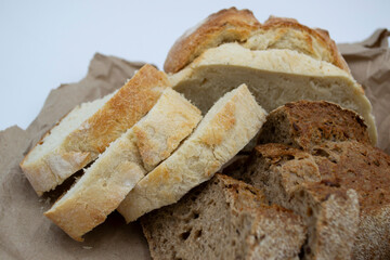 sliced bread on a white background