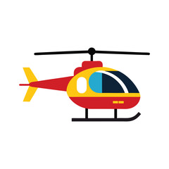 Simplified red and yellow helicopter illustration on white background for educational purposes