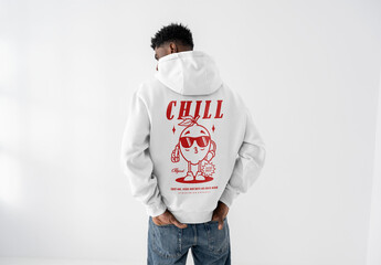 Mockup Of Man Wearing Customized Hoodie From Behind