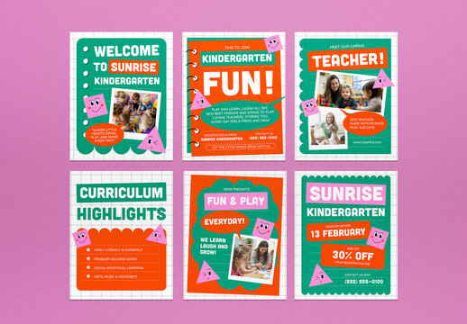 Green Scrapbook Kindergaten Education Social Media