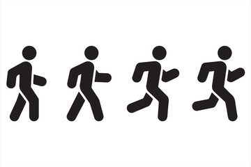 Creative Set of Four Running Figures Illustrating Speed and Motion