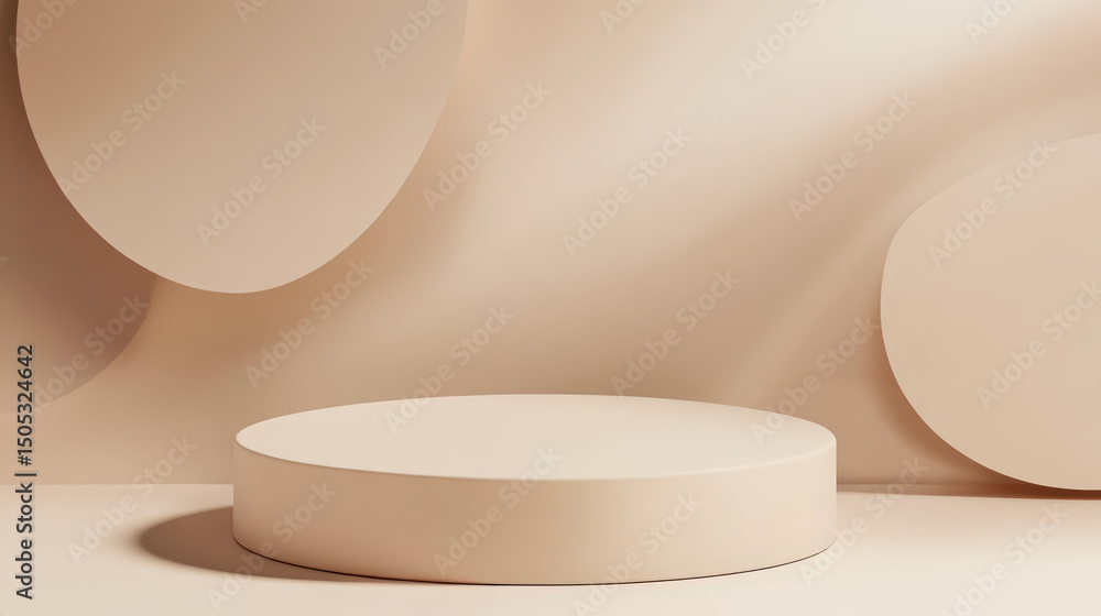 Poster neutral podium product presentation. a neutral podium is presented on a complementary background. it