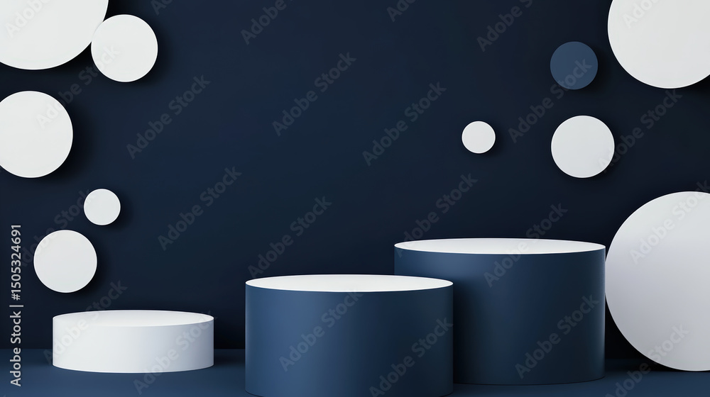 Poster minimalist podium with geometric design. a minimalist podium background with geometric shapes is ide