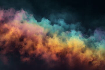 Vivid Multicolored Smoke Cloud Against Dark Background