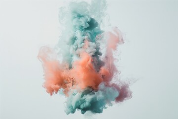 Colorful Ink Clouds Mixing in Water on White Background