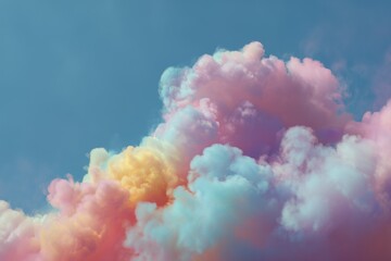 Dreamy Colorful Cloud Formation Against Clear Blue Sky