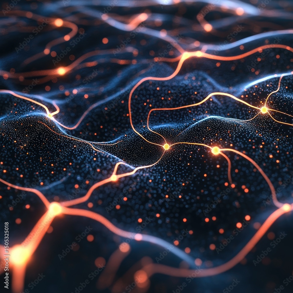 Poster abstract network of glowing lines and points