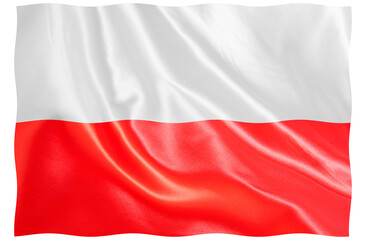 Digital composite..Polish flag on satin material, ..