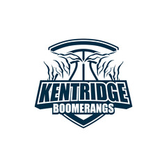 The image showcases nine basketball-themed logo designs for a team called “Kentridge Boomerangs.” Each logo incorporates a basketball with aggressive or supernatural hands, claws, 
