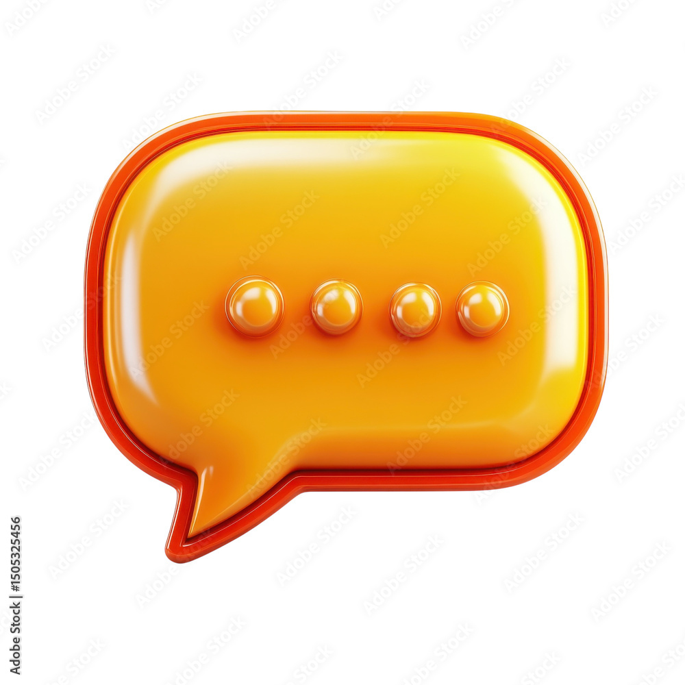 Poster a gleaming orange speech bubble indicating someone is typing a message on transparent background