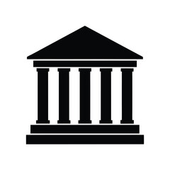 Vector illustration of a bank or courthouse facade with columns and pediment
