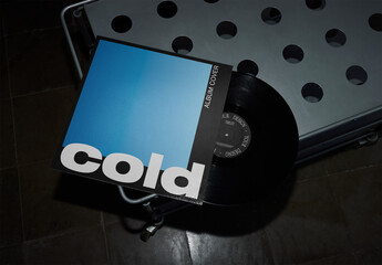 Mockup Of Customizable Lp Record Cover And Vinyl