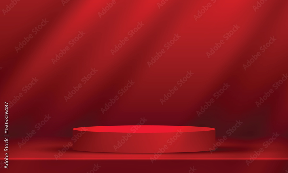 Poster gradient soft dark red light round podium stage with copy space business background