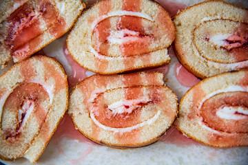 A sweet treat, a roll with strawberries