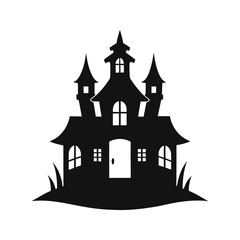Spooky haunted house silhouette illustration for halloween decoration and design elements