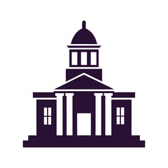 Isolated government building silhouette architecture with dome and columns vector illustration