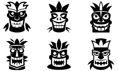  Tribal Mask Designs in Simple Black and White Style