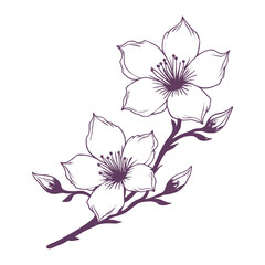 Stylized Floral Branch In Bloom