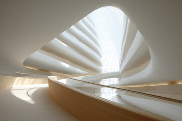 modern architectural masterpiece featuring smooth curves glass and wood elements