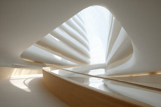 modern architectural masterpiece featuring smooth curves glass and wood elements