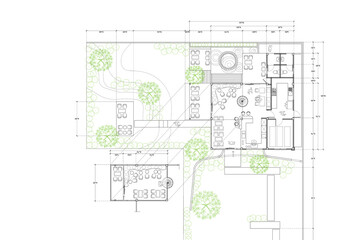 Floor plan designed building on the drawing.
