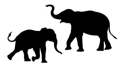 Silhouette Of Elephant Family in Harmony