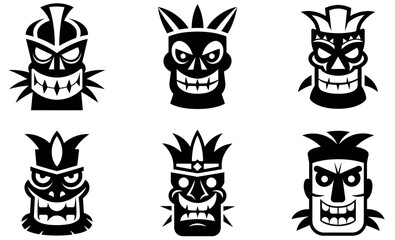  Tribal Mask Designs in Simple Black and White Style