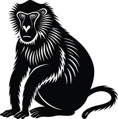 Naklejka premium baboon sitting silhouette