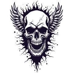 Stylized Skull With Wings And Aura
