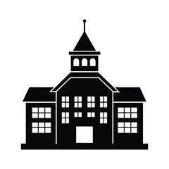Black and white silhouette of a town hall building vector illustration