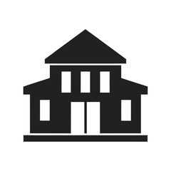 Simple black and white building vector graphic minimalist architecture icon