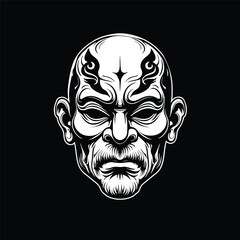 Stylized Monochrome Face Illustration