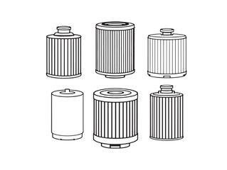 Oil filter line art concept drawing for industrial projects