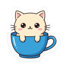 Cat in Cup Illustration