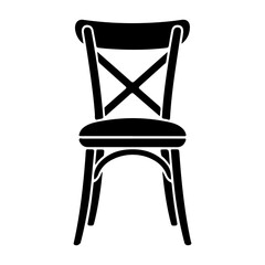 Cross back Chair black icon Silhouette vector style on white background 