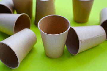 Brown paper cups, disposable glass