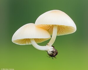 Twin Mushrooms for Forest Floor, Nature Close-up.