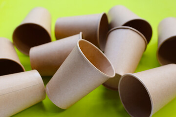 Brown paper cups, disposable glass