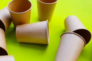 Brown paper cups, disposable glass