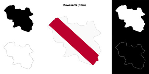 Kawakami (Nara) outline map set